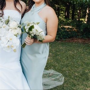 Willow green dessy group bridesmaid dress